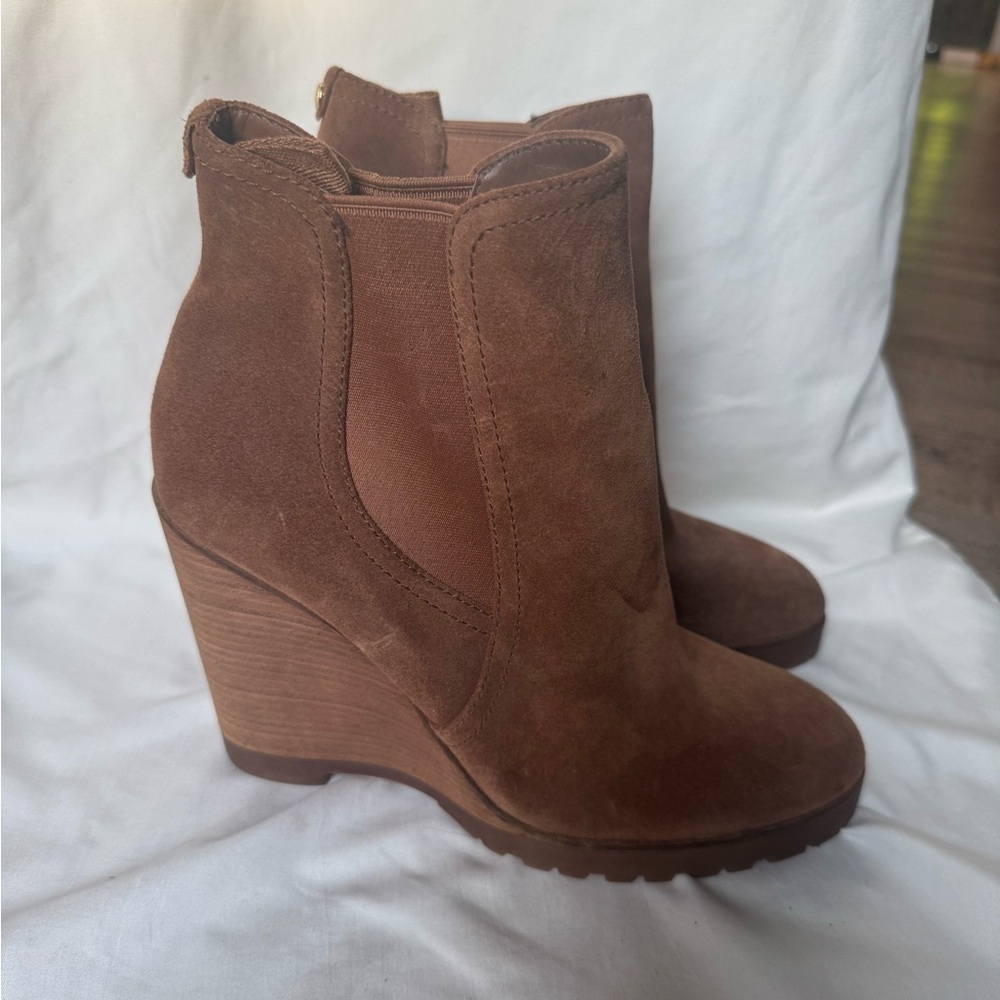 Michael Kors Tan Suede Wedge Boots